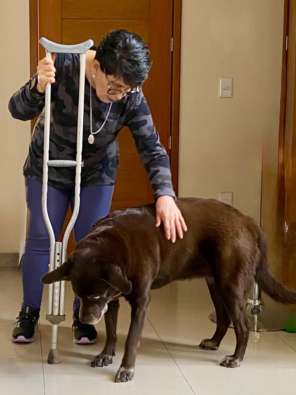 Adulto mayor acompañado de un perro como parte de la terapia de Vínculo Animal