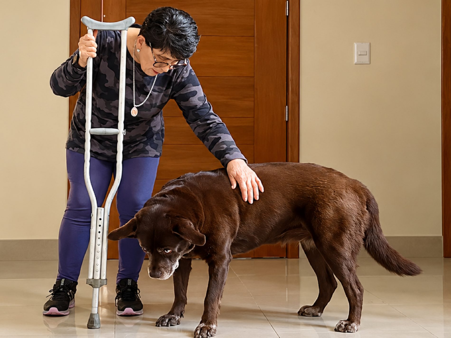 Adulto mayor acompañado de un perro como parte de la terapia de Vínculo Animal